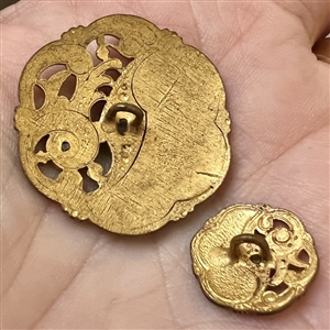 Mother/daughter size 19th c. enamel buttons of roses.