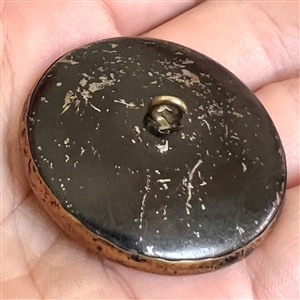 A 19th c. Fable button of fox and stork in molded wood.
