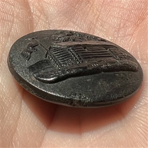 SCARCE horn 1840 Harrison log cabin political button.