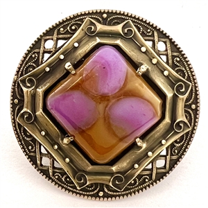 Gay 90s button with glass jewel center.