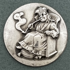 Old King Cole white metal nursery rhyme button.