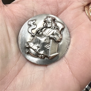 Old King Cole white metal nursery rhyme button.