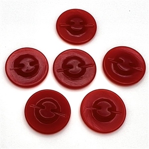 Set of six “School Days red Bakelite buttons.