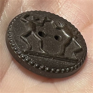SCARCE rubber 1851 “Dancing Frogs Greenbacks political button.
