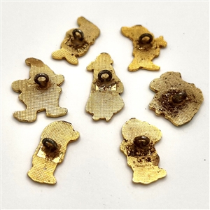 Set of seven buttons of Snow White and six Dwarfs.