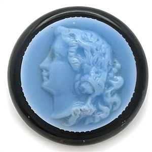 Vintage Colt rouge button ofa woman.