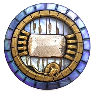 Beautiful blue pearl “Mouse and Trap" button.