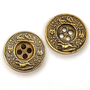 Two very unusual sporting target sew-thru buttons.